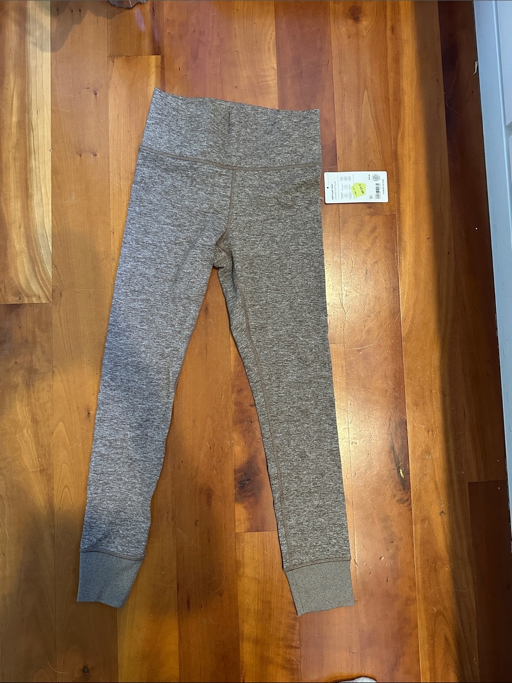 Athleta Gray Heather High-Rise Leggings with Ribbed Ankles